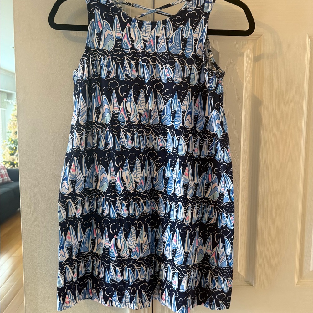 Lilly Pulitzer Navy Sailboat Print Girls Dress (12-14)